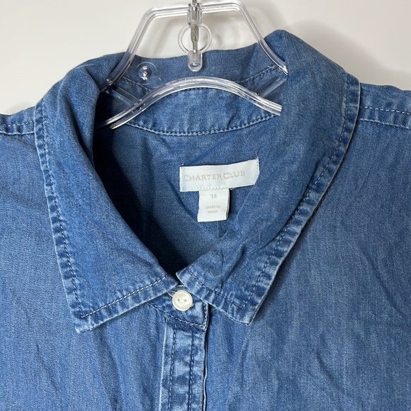 NWT Charter Club Tie Hem Sleeveless Blue Top SIZE 14 PLUS SIZE NEW WITH TAGS - Picture 6 of 8